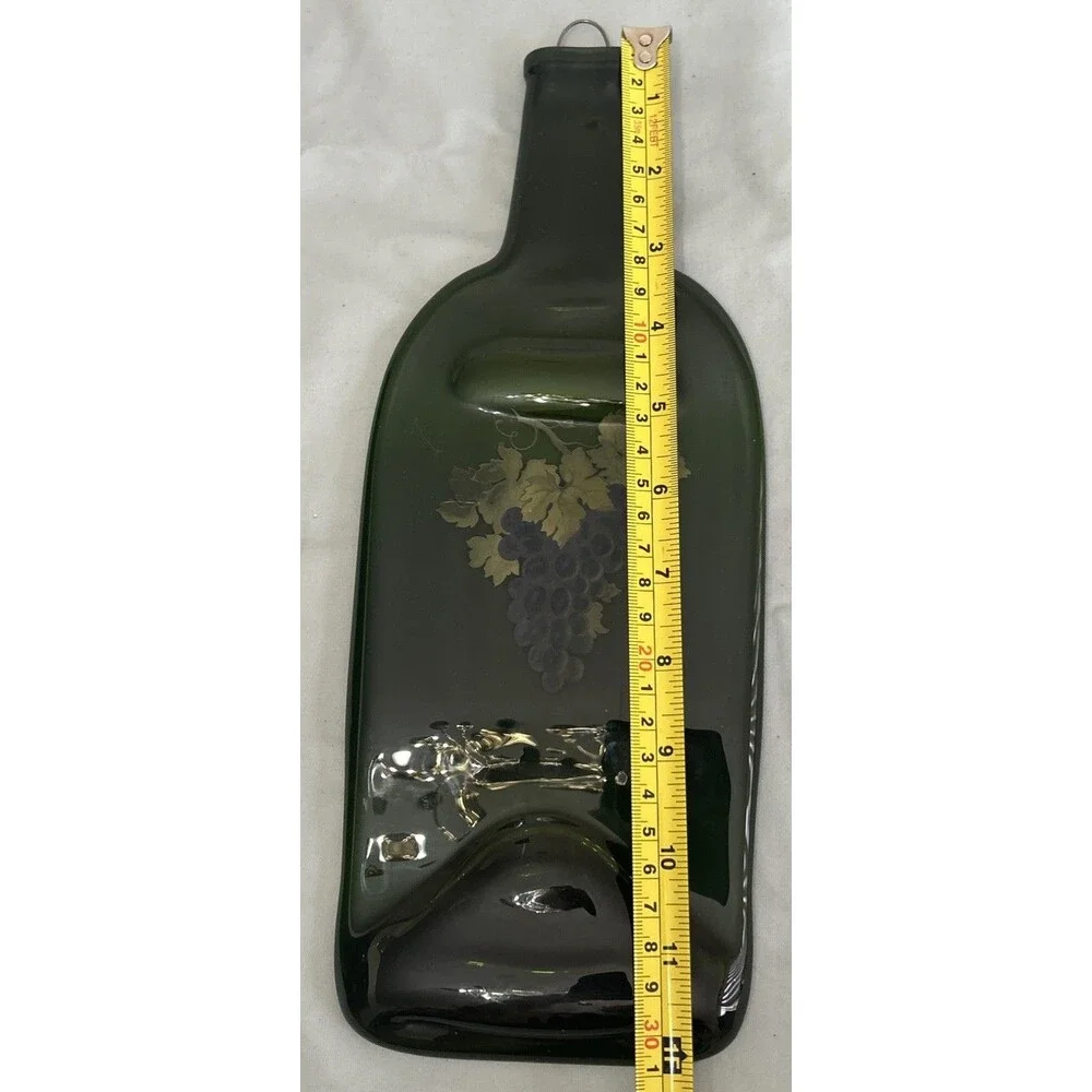 Flattened Slumped Green Wine Bottle Cheese Tray Or Wall Decor